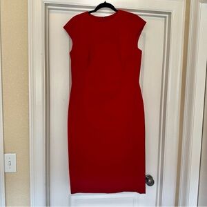 NWT Lafayette 148 New York Size 10 Red Cap Sleeve Dress Midi Wool MSRP $468